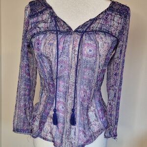 American Eagle Outfitters Purple Pink Boho Style Blouse